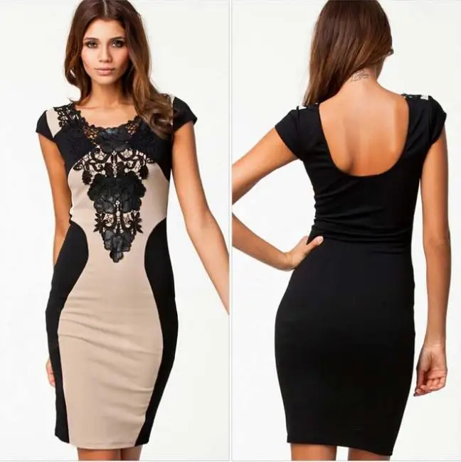  font b Sexy b font Ladies Lace Short Sleeve Slim Fashion Bodycon Party Cocktail Mini