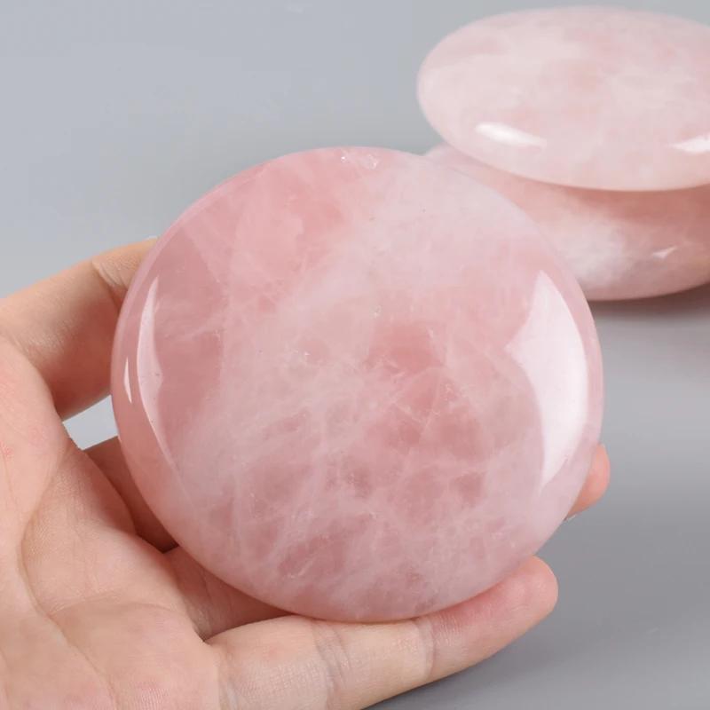 Pedra Chakra Natural Palm, Pedra Grande Massagem Quente, SPA de Cura, Quartzo Rosa Cristal Reiki, Pedra Energia Cuidados de Saรบde, 60mm