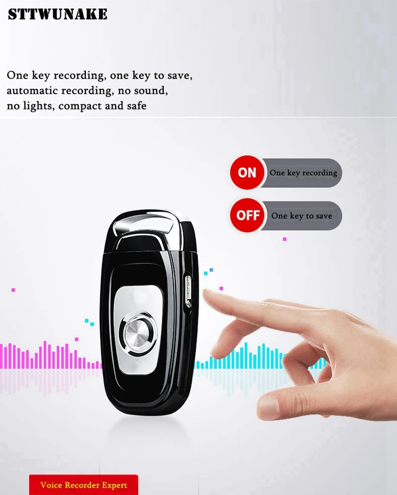 STTWUNAKE mini key hidden voice recorder Professional Digital 8GB HD noise reduction Time stamp Spy voice recordeing