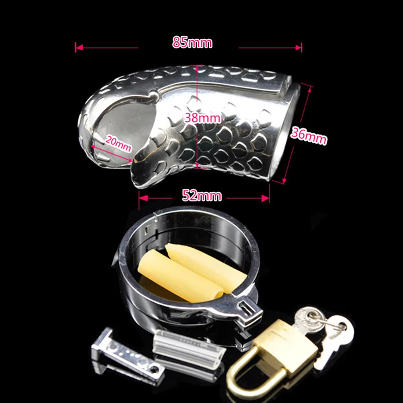 Snake Shape Stainless Steel Male Chastity Device with Anti-Shedding Ring,Cock Cage,Penis Ring,Chastity Belt,Sex Toys For Men