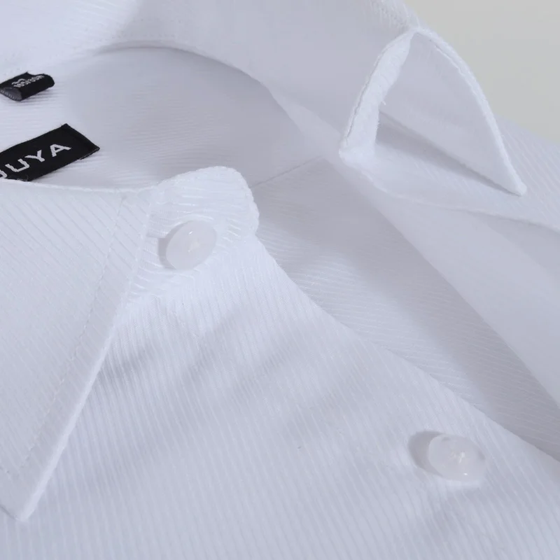 الرجال منتظم احتواء الخشنة-حك الصلبة الأساسية اللباس قميص الأعمال الرسمي كم طويل ابيض قمم قمصان الاجتماعية العمل مكتب ارتداء