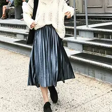 Горячая Женская Осенняя плиссированная юбка бархатная с высокой талией винтажная Лоскутная Повседневная Женская юбка CGU 88