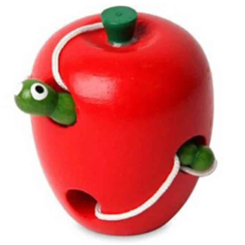 

Small Size Early Learning Educational Toy Carpenterworm Eating Apples And Pears And Watermelons Model Puzzle Threading Toys