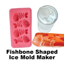 Симпатичные Мороженое Инструменты Силиконовые Рыбья Кость Shaped Ice Cube Лотков Плесень Чайник PTCT
