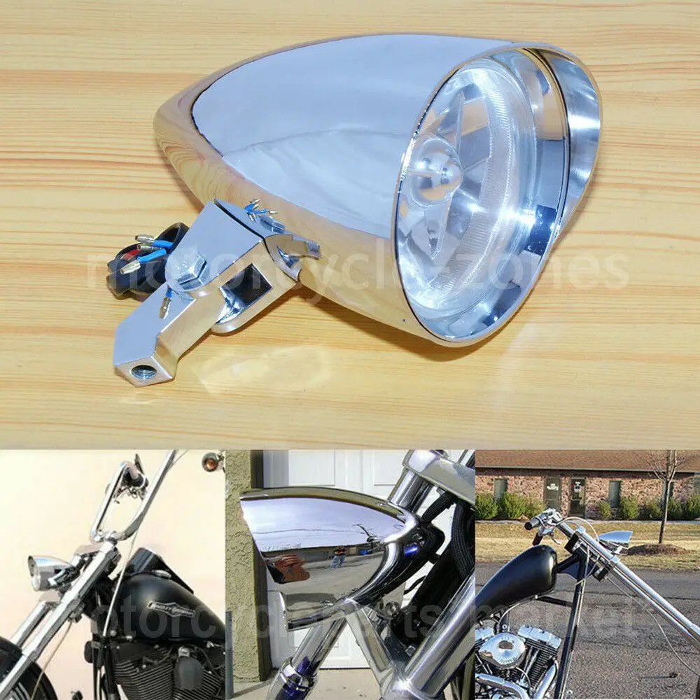 Хром 4," козырек пуля фара для Harley Sportster Dyna Softail Bobber Chopper на заказ мотоциклетная фара