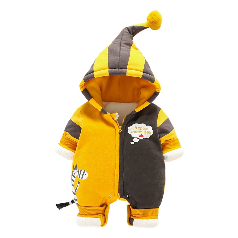 

fashion Baby Winter Romper Infant Girls Boys Clothing Toddler Jumpsuit Cute Cartoon zebra Cotton Clothes Outerwear warm clothing