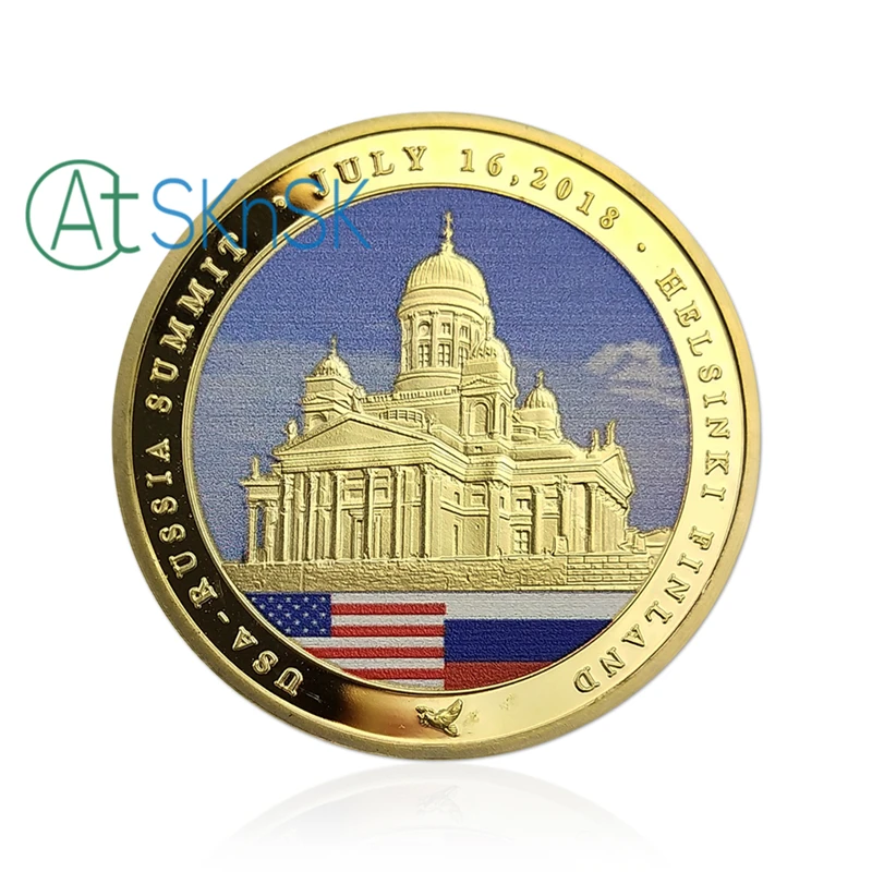 USA Russia Summit Collectible Donald Trump Putin Presidential Challenge Coins Gold Plated Souvenir Gift | Дом и сад