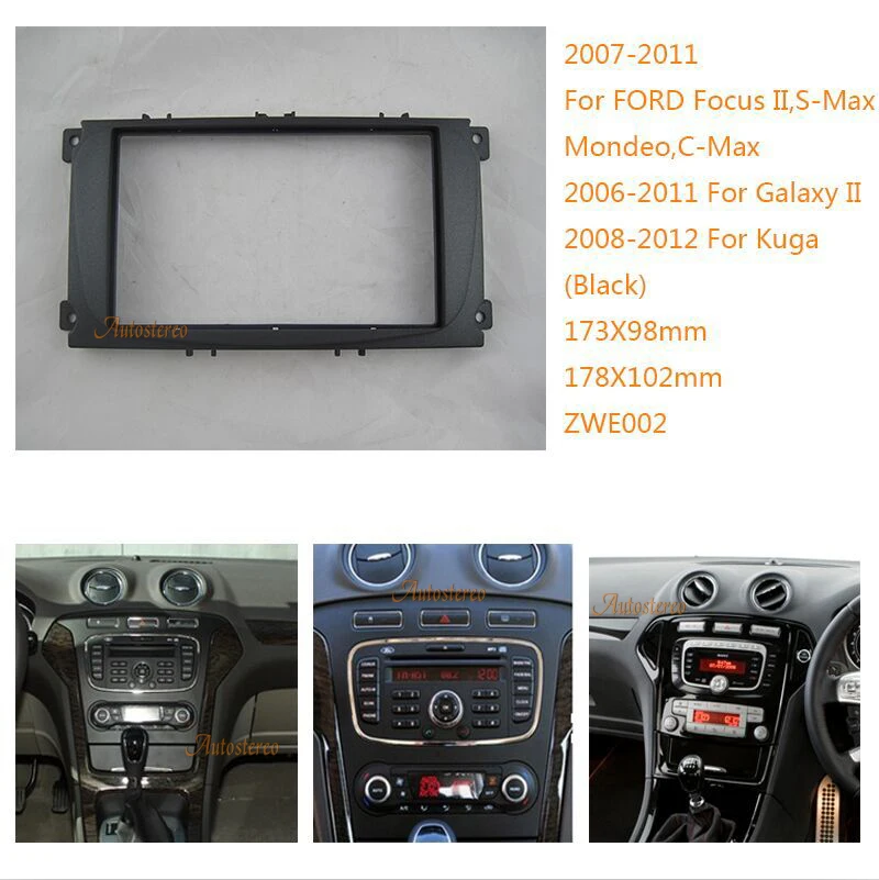 

2-DIN Car fascia facia panel frame for FORD Focus II,Mondeo,S-Max,C-Max,Galaxy II,Kuga(Black) installation surround kits 08-002