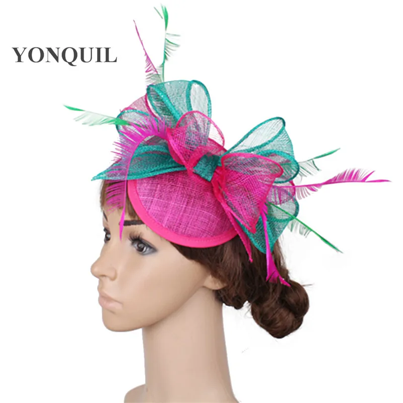 

Fashion Women Sinamay Fascinator Hair Accessories Sinamay Loops With Bride Wedding Headwear Cocktail Hats Fancy Race Headpieces