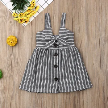 

Pudcoco Summer Toddler Baby Girl Clothes Sleeveless Striped Strap Dress Summer Holiday Casual Sundress