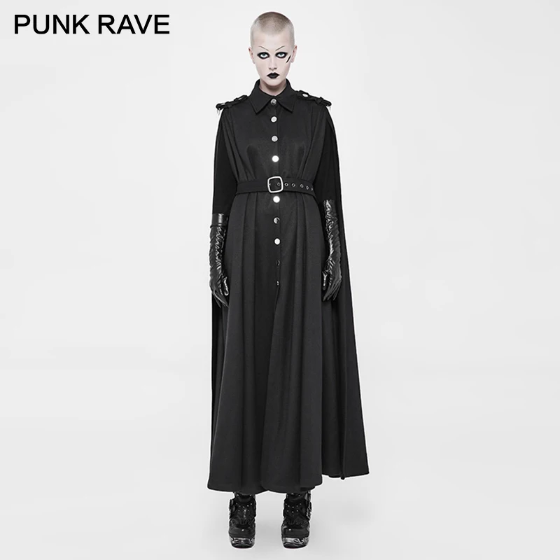 

PUNK RAVE New Punk Two Wear Military Uniform Exquisite Woolen Fabric Cloaks Pockets on Both Sides Long Without Lining Jackets