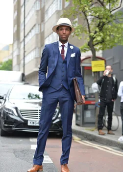 

Navy Blue Formal Custom Beach Bridegoom Wedding Suits For Men Latest Coat Pant Designs Slim Fit 3 Pieces Tuxedo Masculino