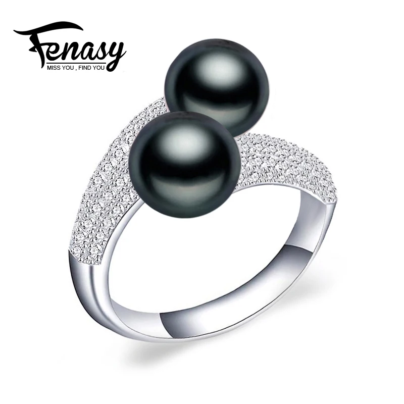 Украшения из жемчуга FENASY кольца с натуральным двойным жемчугом обручальные для
