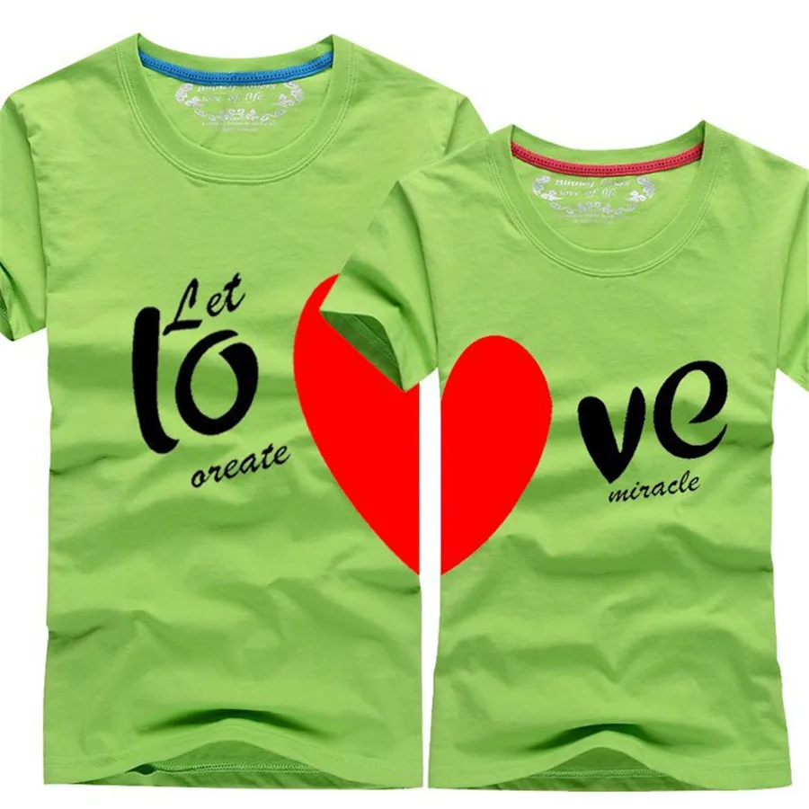 Fashion Matching Couple Clothes Heart LOVE Print T-Shirt Women Men Cotton Short Sleeve Couple T Shirt For Lovers Custom