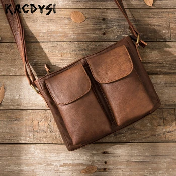 

Genuine Leather Manual Retro Men's Crossbody Bag High Quality Soft Small Male Messenger Bags Casual Popular Shoulder Bag Handbag