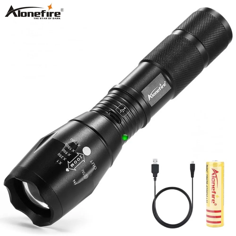 AloneFire XM-L T6 CREE светодиодный вспышка светильник фонарь G700-U Micro usb Перезаряжаемые зум фонарь заливающего светильник флэш-светильник для 18650 Батарея