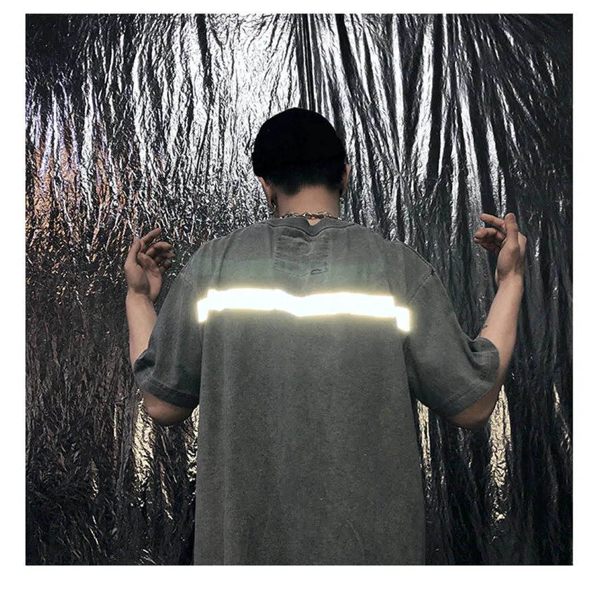 

Grey/Khaki A-COLD-WALL T-shirts 3M Reflective Strip 2019 Spring Summer Men Cotton A-COLD-WALL T-shirt Vintage Tie dye ACW Tee