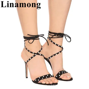 

Fashion Summer Pearl Decoration Sexy Thin High Heel And Open Toe Cross-tied fashion Sample Hottest Women Sandals Shoes