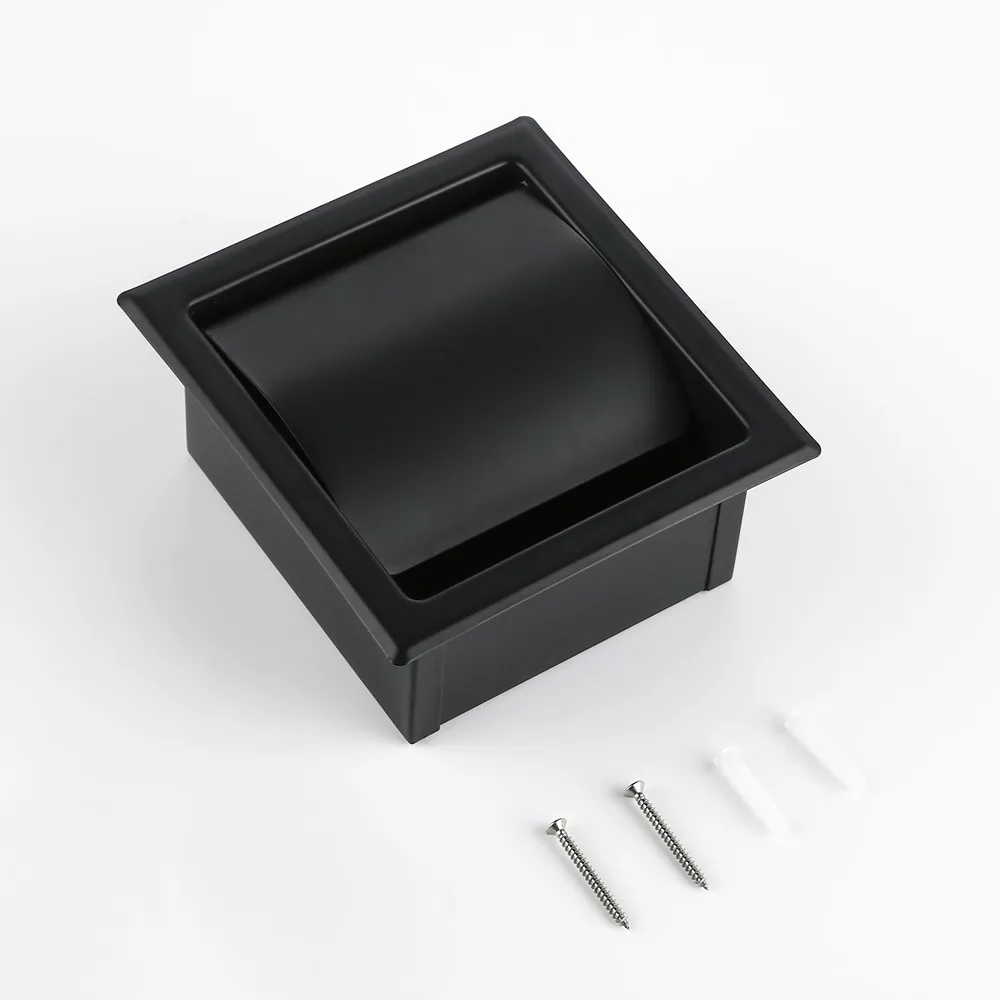 Smesiteli SUS304 Matte Black Or Chrome Toilet Paper Holder Waterproof Paper Shelf Wall Mounted Tissue Box Home Storage
