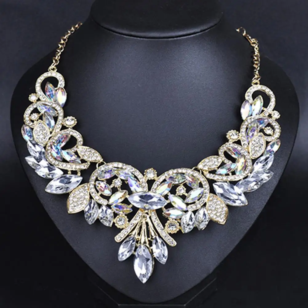 

Women's Fashion Luxury Rhinestone Pendant Statement Bib Choker Chain Necklace new