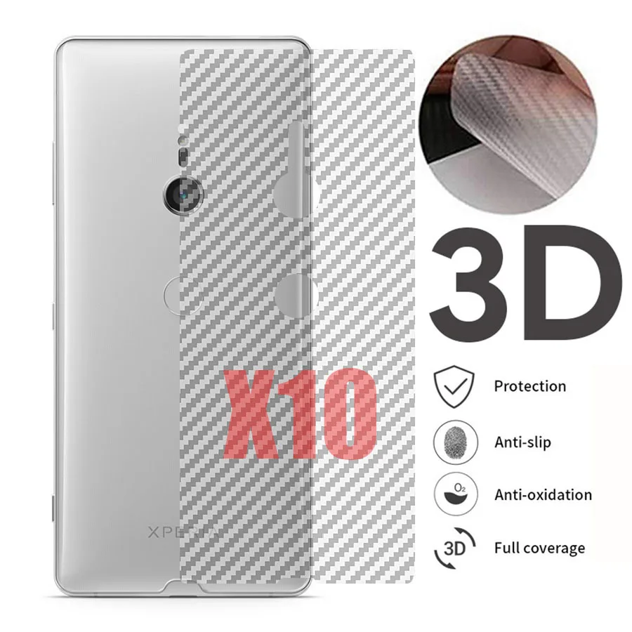 

10Pcs/lot 3D Matte Clear Carbon Fiber Back Screen Protector Protective Film For Sony Xperia XZ1 XZ3 XZ2 Premium Compact 10 Plus