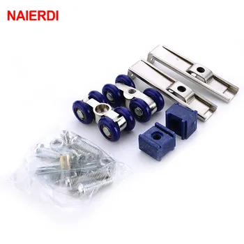 

NAIERDI Blue Light Sliding Door Roller Home Room Wood Door Hanging Wheels Bear 30KG Zinc Alloy +Door Rollers Furniture Hardware