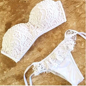 

Hot Style Bikinis Triangle Beachwear For Women Lace High Quality Bikini Set Two Piece Push Up White Bikini