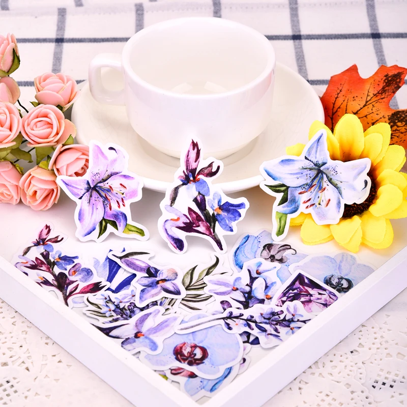 

33pcs Creative cute self-made Blue flowers plant scrapbooking stickers /decorative sticker /DIY craft photo albums Waterproof