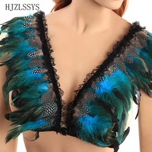 Feather Body Harness Belt Sexy Fashion Cage Bra Crop Top Women Rave Halloween Exotic Bondage Harness Lingerie Body Belt