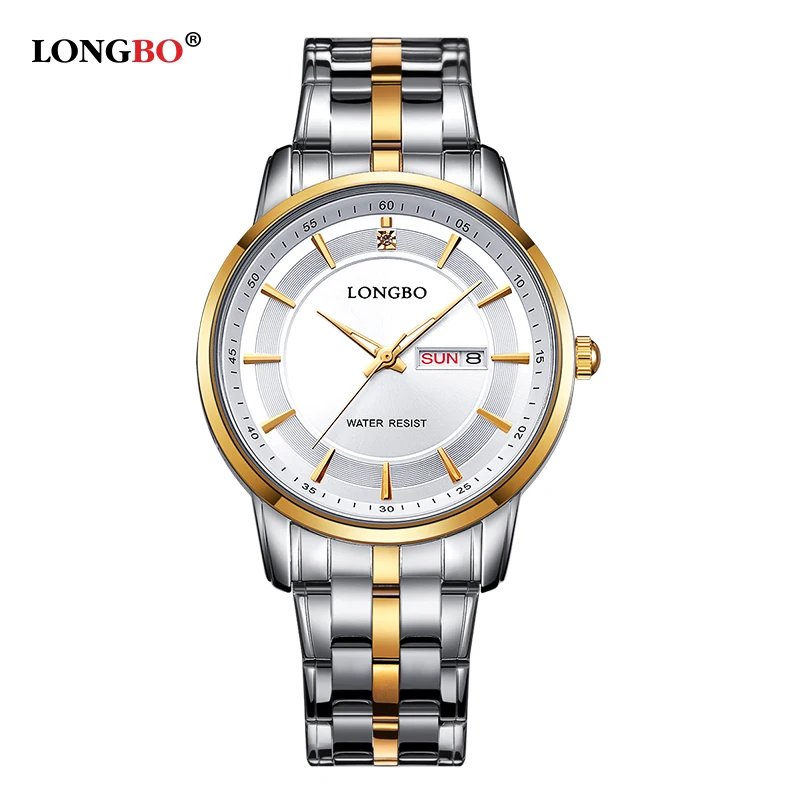 LONGBO Brand Quartz Ultra Thin Watches Women Men' Gold Dual Calendar