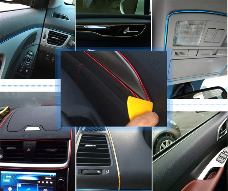 5M Car Interior Decoration Strips Auto Dashboard Mouldings Trim Vehicle Door Edge Decorative Strip Universal Auto Accessories