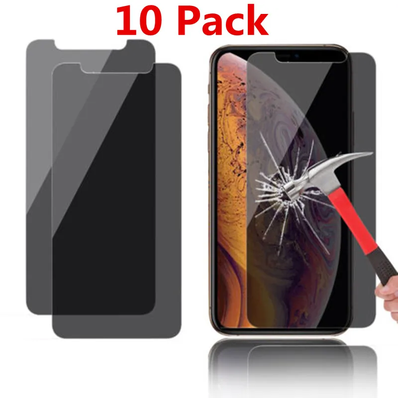 (10 упак.) 9H анти-шпионское закаленное стекло для защиты экрана Apple iPhone 6/7/8 Plus/X/Xs Max 6 5