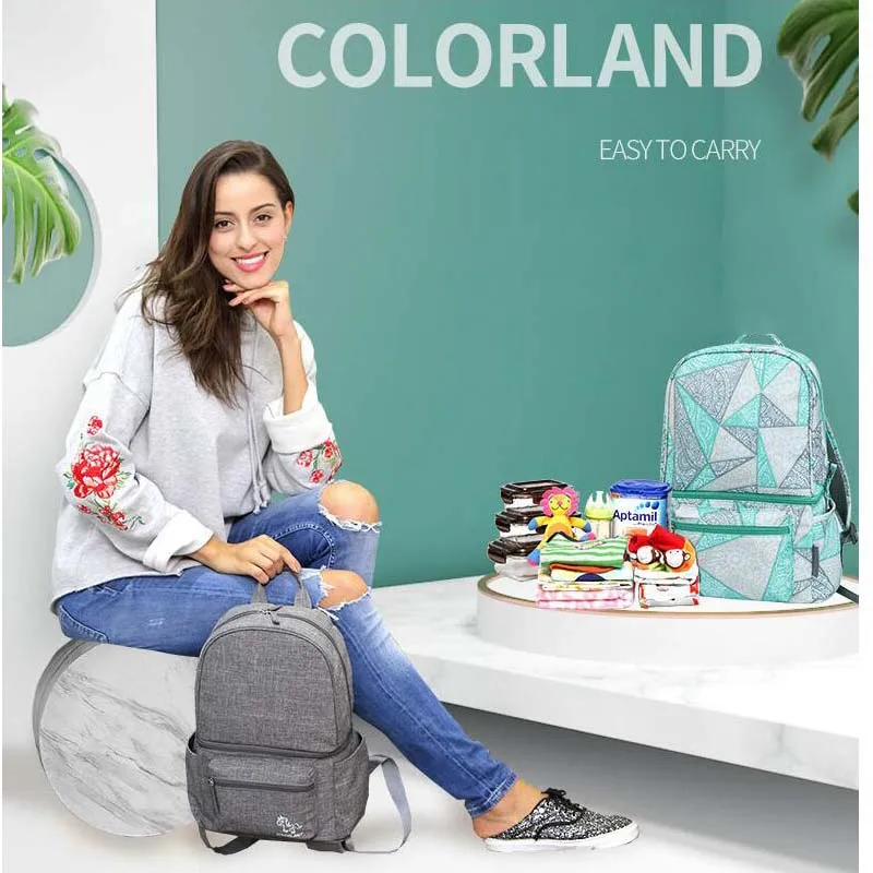 COLORLAND brand multi-function mother insulation bottle diaper bag backpack large capacity baby back milk bag baby storage bag