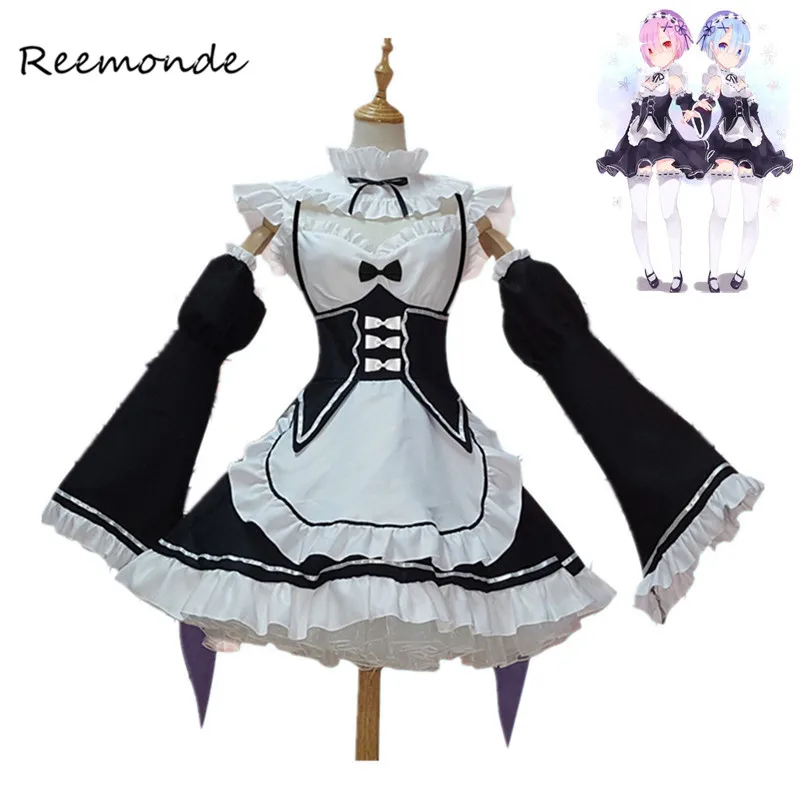 

Re Zero Kara Hajimeru Isekai Seikatsu Ramu RAM Remu REM Maid Apron Dress Women Girls Outfit Uniform Anime Cosplay Costumes