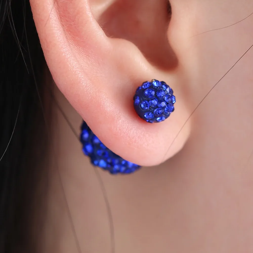 2 pieces/set blue stud Earrings Luxury Crystal Bohemia Boho Earrings For Women Christmas giftin