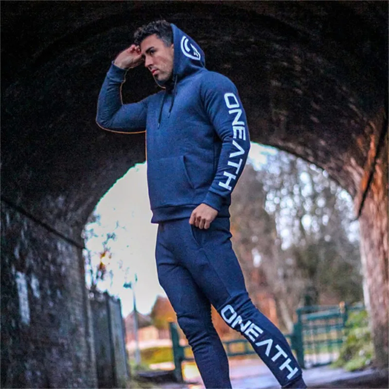 Mens Spring Autumn Fitness Sportswear 2 Piece Set Sporting