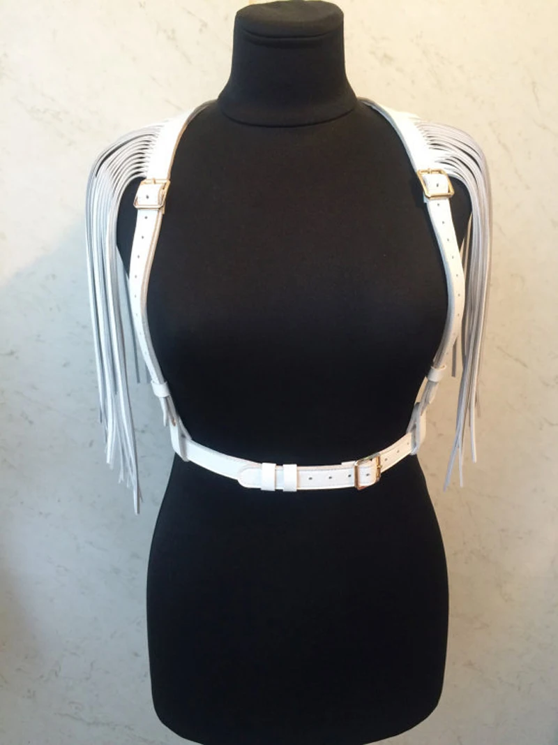 Fashion Fringe Tassels Faux Leather Women Waist Belt Body Harness