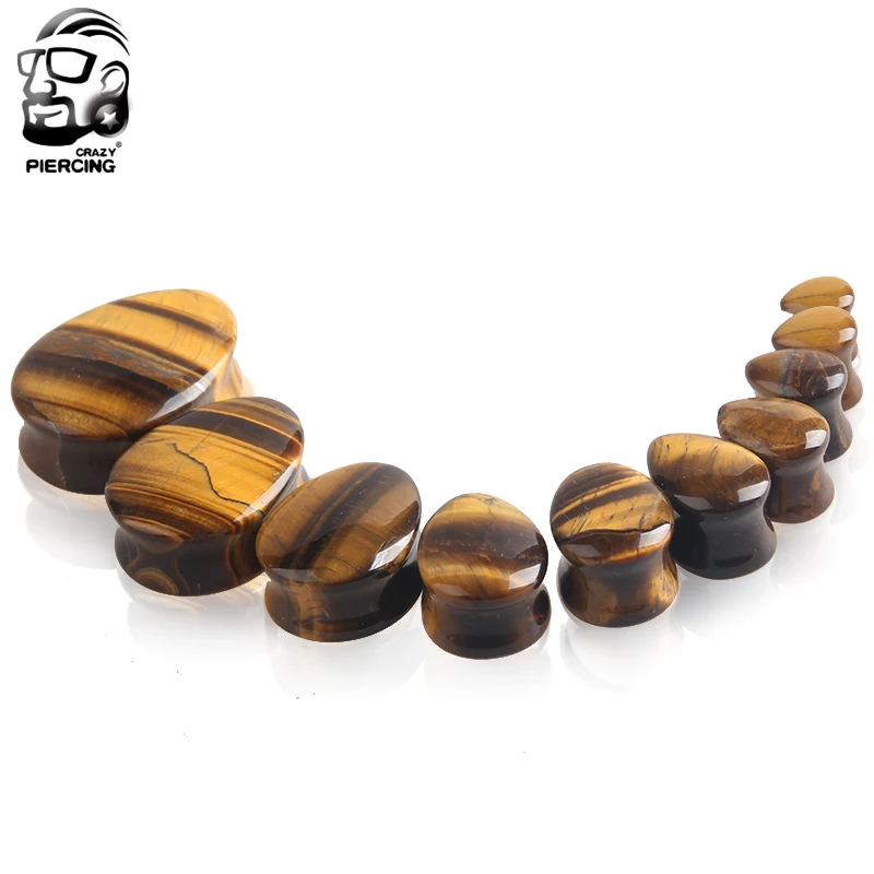 5 мм-25 мм Tiger Eye Ear Plug модные натуральные Teardrop расширители для ушей расширитель для пирсинга ювелирные изделия тела органические тоннели для мочки уха