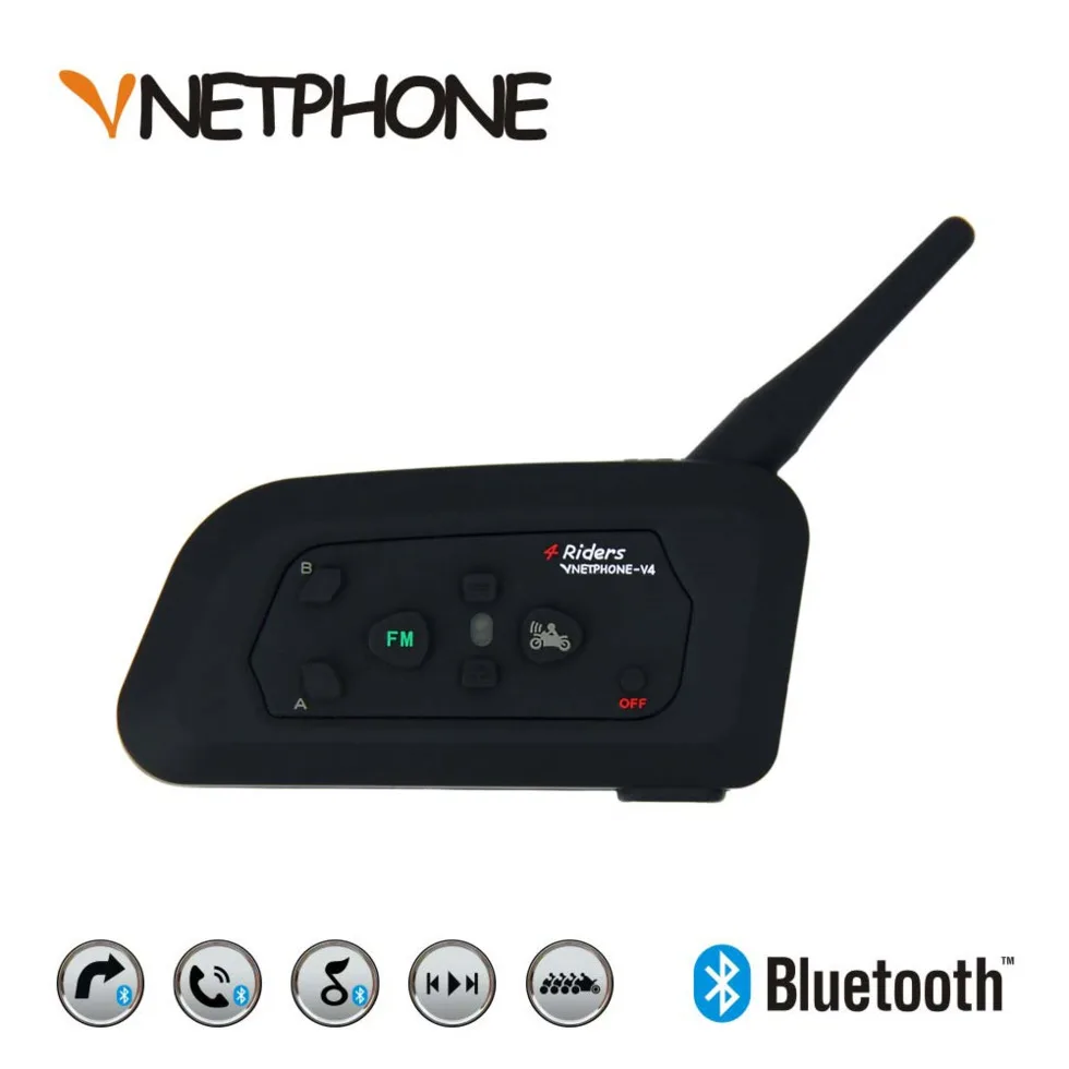 

VNETPHONE 4 Riders V4 Motorcycle Accessories Bluetooth Helmet Intercom Headset Waterproof Support Smartphone FM Radio USB