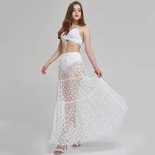 Женская сексуальная прозрачная сетчатая юбка в горошек с высокой талией, женская шифоновая Тюлевая пляжная Длинная летняя юбка макси