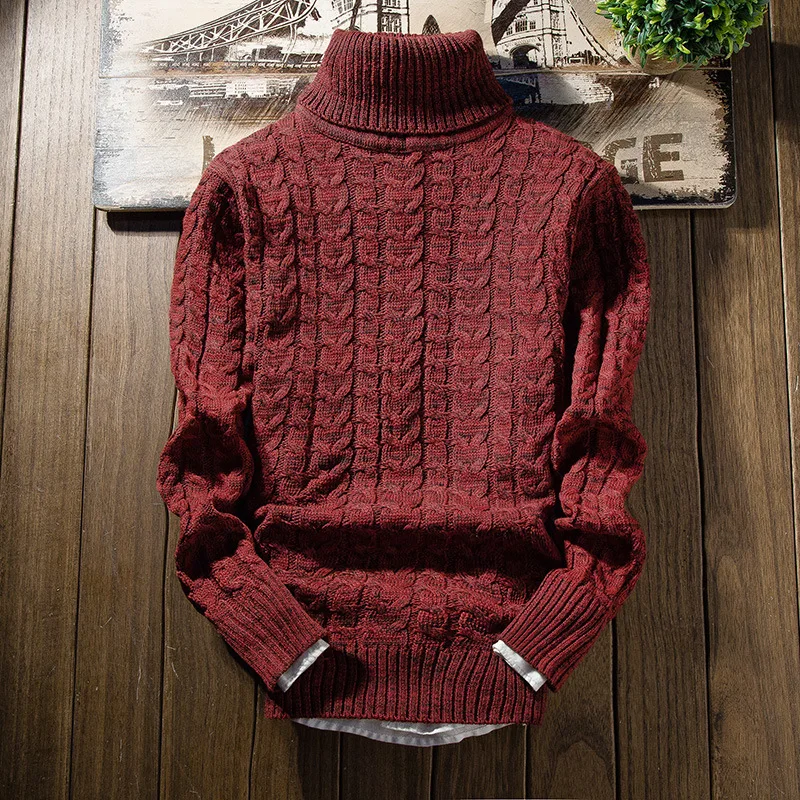 

Autumn Winter and Spring men warm round collar turtleneck Korean version youth clothing thick knitted sweater