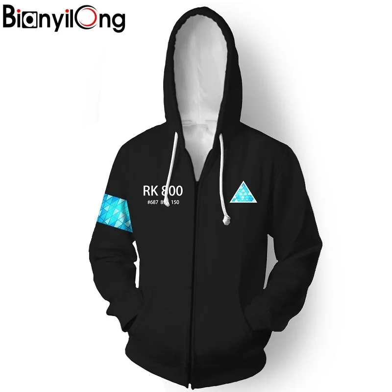 

BIANYILONG hot Men Women Hooded Detroit Become Human 3D Printed Hoodies Tracksuit zipper hoody hooded hip hop tops Zip hoodie
