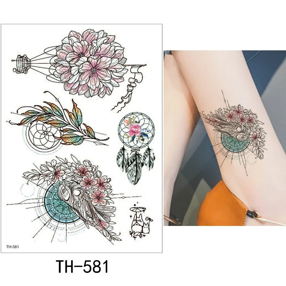 Glaryyears 1 лист временная татуировка наклейка Сексуальная поддельная татуировка цветок флеш-тату водонепроницаемый маленькое боди-арт Мужчины Женщины TH Link 15 - Цвет: TH-581