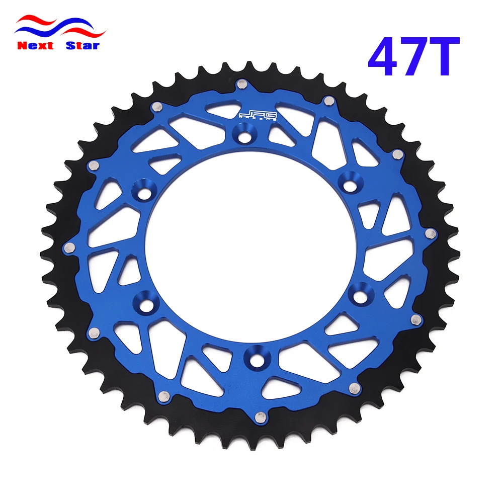 Мотоцикла заднее зубчатое колесо для цепи для YAMAHA YZ TT-R WR 125 250 426 450 125L 125M 125T 250F-N 230T 230V 426M 426N 450V 450F 450Z - Цвет: 47T Blue Round