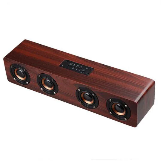 

Wooden Speaker Soundbar Computer Speaker Stereo Sound FM Player bluetooth speaker Wooden Design Support TF Card AUX