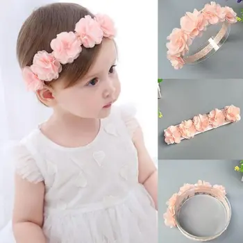 

Hot Sale Cute Baby Flower Headband Pink Ribbon Hair Bands Handmade DIY Headwear Hair accessories for Children Newborn Toddler