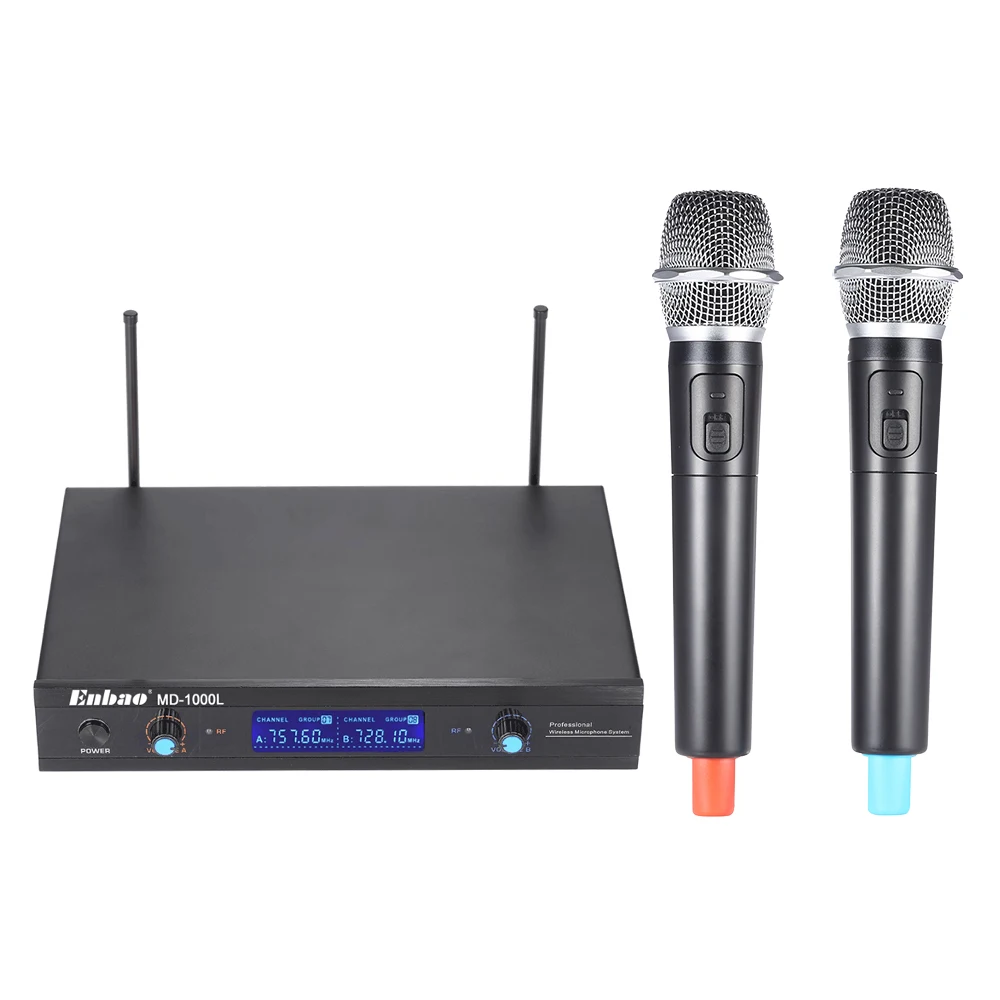 2-channnel ручной Беспроводной UHF микрофон MIC Системы 2 Микрофоны 1 приемник ЖК-дисплей Дисплей с аудио кабель Адаптеры питания