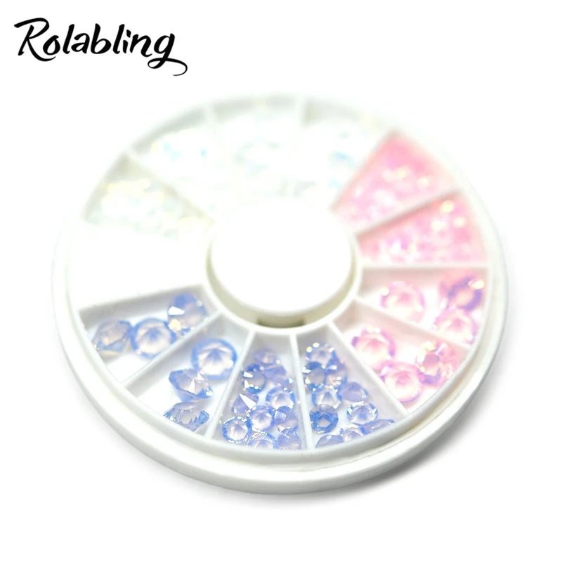 

Rolabling 78pcs Three Color Multi-size 1 Box Colorful Shining Nail Rhinestone AB Manicure Nail Decor Accessory