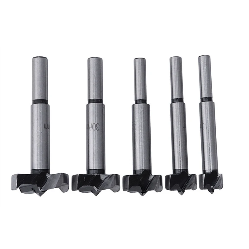 5pcs New 15/20/25/30/35mm Wood Drill Bit Hole Saw Cutter Tool with Round Shank