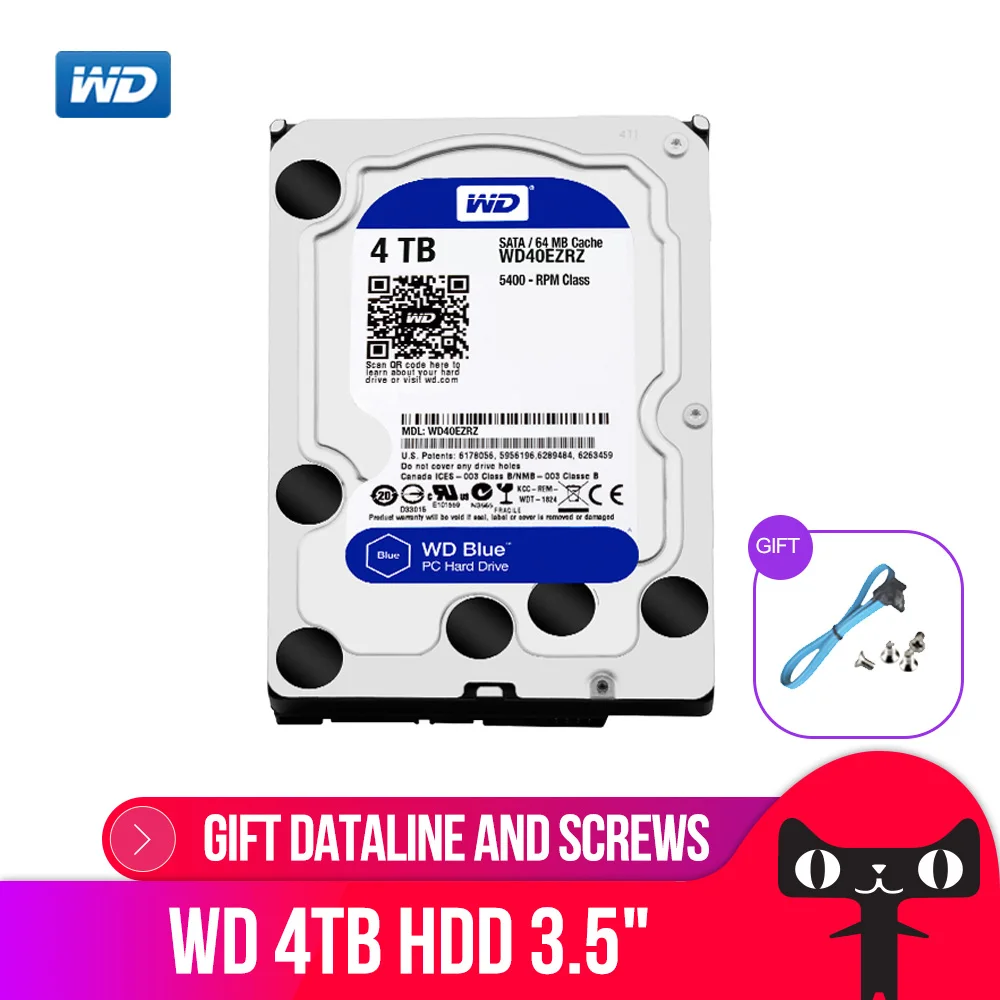 WD Western Digital Blue 4TB Hdd Sata 3.5'' Internal Hard